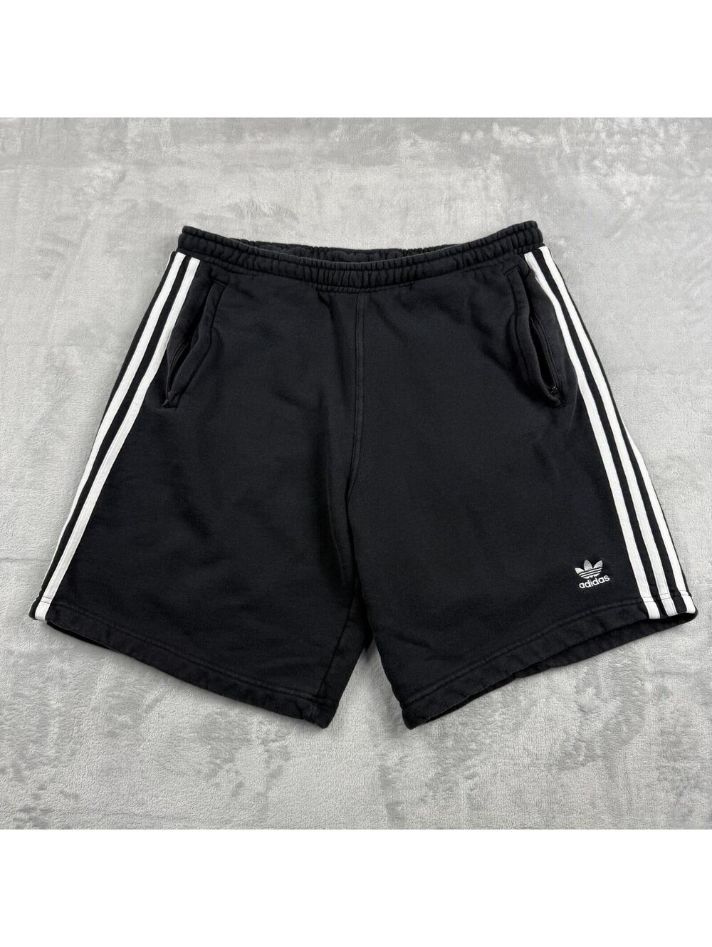 Adidas Originals Sweat Shorts Men XL Fleece 3 Stripe Trefoil Athletic Lounge BLK